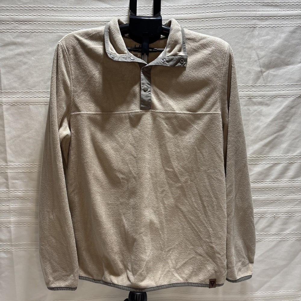 Life Integrity Earth Men's L Fleece Pullover‎ 1/4 Snap Jacket LIV Tan